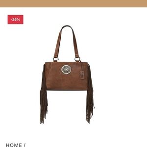 Ariat Brown Fringe Shoulder Bag with Western Medallion